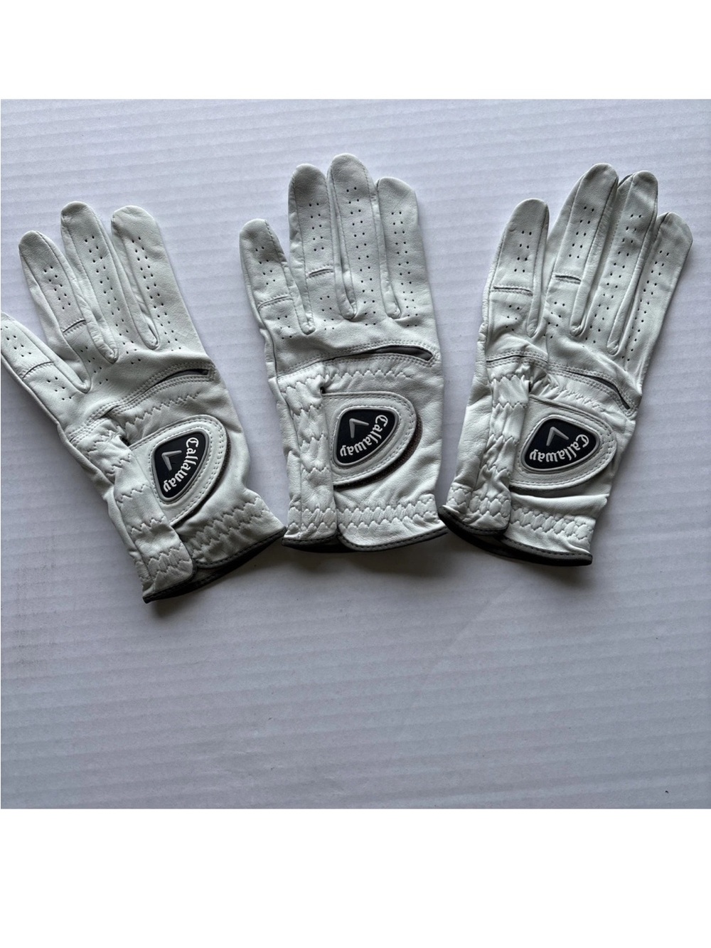 Callaway White  Men’s Leather Golf Gloves - size Large Set of 3